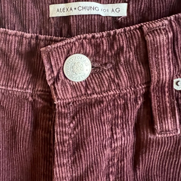 Alexa Chung x AG wine burgundy thin whale corduroy pants 25 - Picture 4 of 6